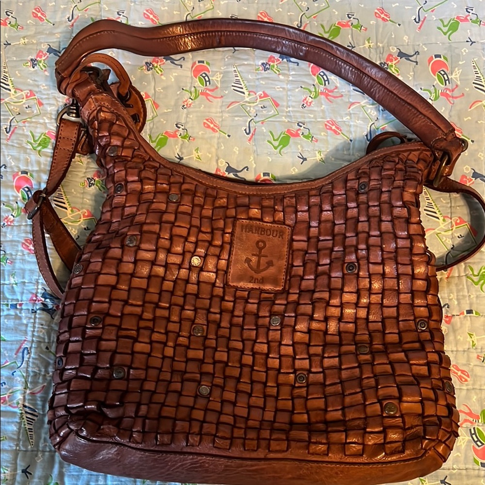 Brown Woven Leather Bag